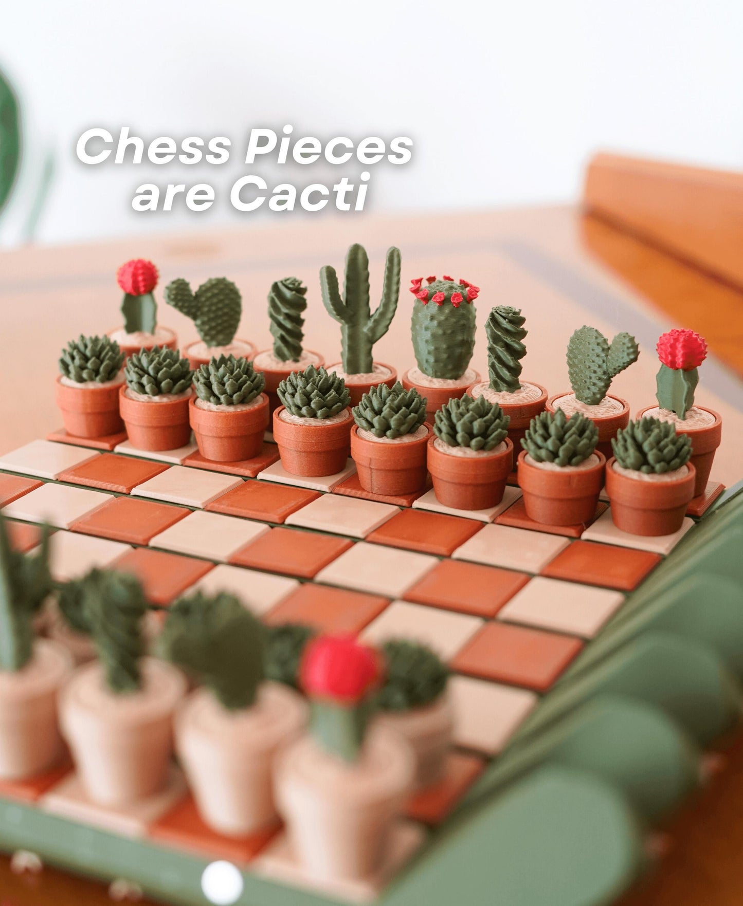 Cactus Chess Set | Roll-Up Portable Magnetic Chess for Travel | Unique Succulent Themed Gift for Plant Lovers & Board Game Fans | ForgeCore