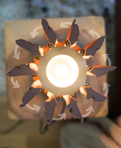 3D Printed Lantern Log Lamp | Mechanically Dimming Lamp with Real Log Texture | Unique Rustic Home Decor | Desk Lamp for Nature Lovers