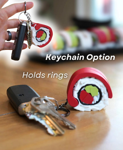 3D Printed Sushi Supplement Organizer & Keychain Set | Cute Weekly Supplement Container | Fun Sushi-Themed Keychains | Travel Supplement Case for Vitamins