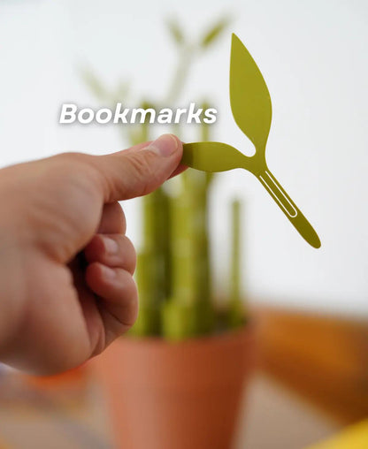 3D Printed Bamboo Bookends | Functional Desk Organizer for Pens, Highlighters, Post-it Notes, Bookmarks | Plant Decor for Home Office Gifts