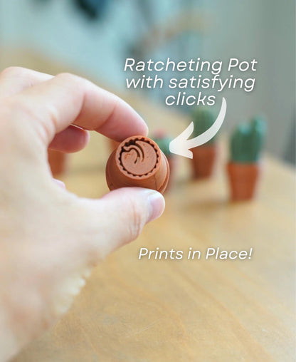 3D Printed Fidget Foliage Toy - Pocket Plant with Ratcheting Pot - Stress Relief Desk Toy - Succulent Fidget Spinner - Gift for Plant Lovers