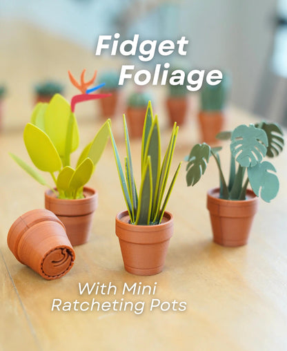 3D Printed Fidget Foliage Toy - Pocket Plant with Ratcheting Pot - Stress Relief Desk Toy - Succulent Fidget Spinner - Gift for Plant Lovers