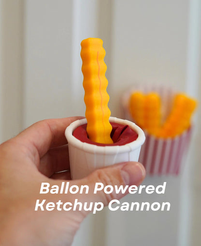 3D Printed French Fry Bag Sealers with Ketchup Cannon, Fun Snack Clips for Kitchen - Unique Chip Bag Clip, Kitchen Gadget & Gift for Foodies