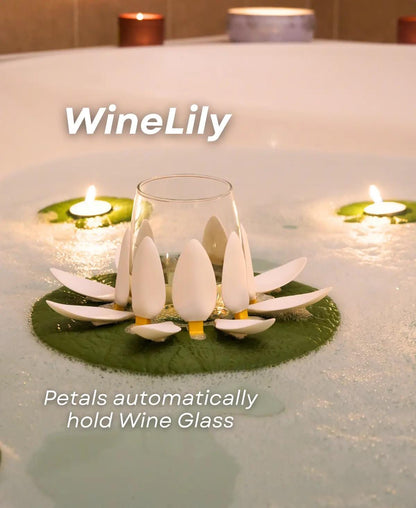 Bath Wine Holder and Candle Floats- ForgeCore - Wine Lily and Candle Lily Set - Relaxing Tub Decor, Floating Candle Holder - Bath Lilies