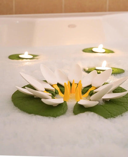 Bath Wine Holder and Candle Floats- ForgeCore - Wine Lily and Candle Lily Set - Relaxing Tub Decor, Floating Candle Holder - Bath Lilies