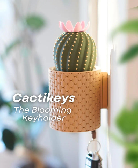 Cactus Key Holder | Wall Mounted Succulent Key Rack | Blooming Plant Home Decor | Entryway Organizer | ForgeCore | Key Hanger