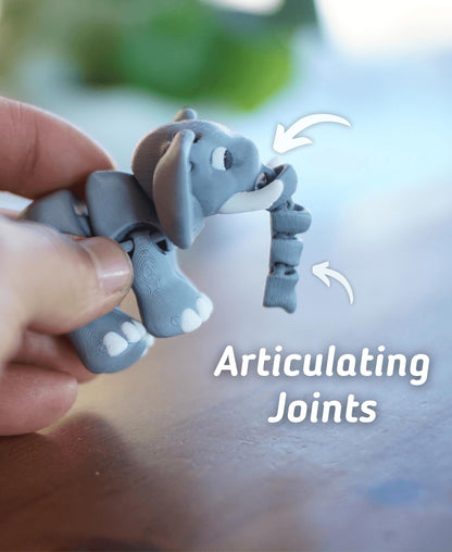 Articulated Elephant Toy | Flexi Fidget Animal | Cute Elephant Desk Toy | Flexible Sensory Toy - Fun Gift for Kids & Adults