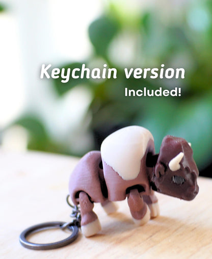 Articulated Bison Keychain | Flexible Fidget Toy | ADHD Toy Buffalo Keyring | Stress Relief Gadget | ForgeCore | LudoDesign