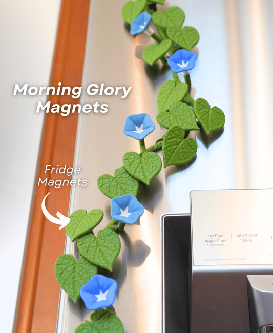 Morning Glory Ivy Fridge Decor | Flower Magnets | Cute Plant Magnets for Refrigerator, Office, Locker, Kitchen Organization | ForgeCore LUDO