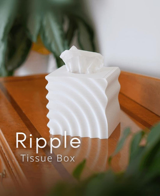 Tissue Box Cover | Modern Ripple Design Bathroom Decor | Decorative Tissue Holder for Home, Office, Living Room, Gifts