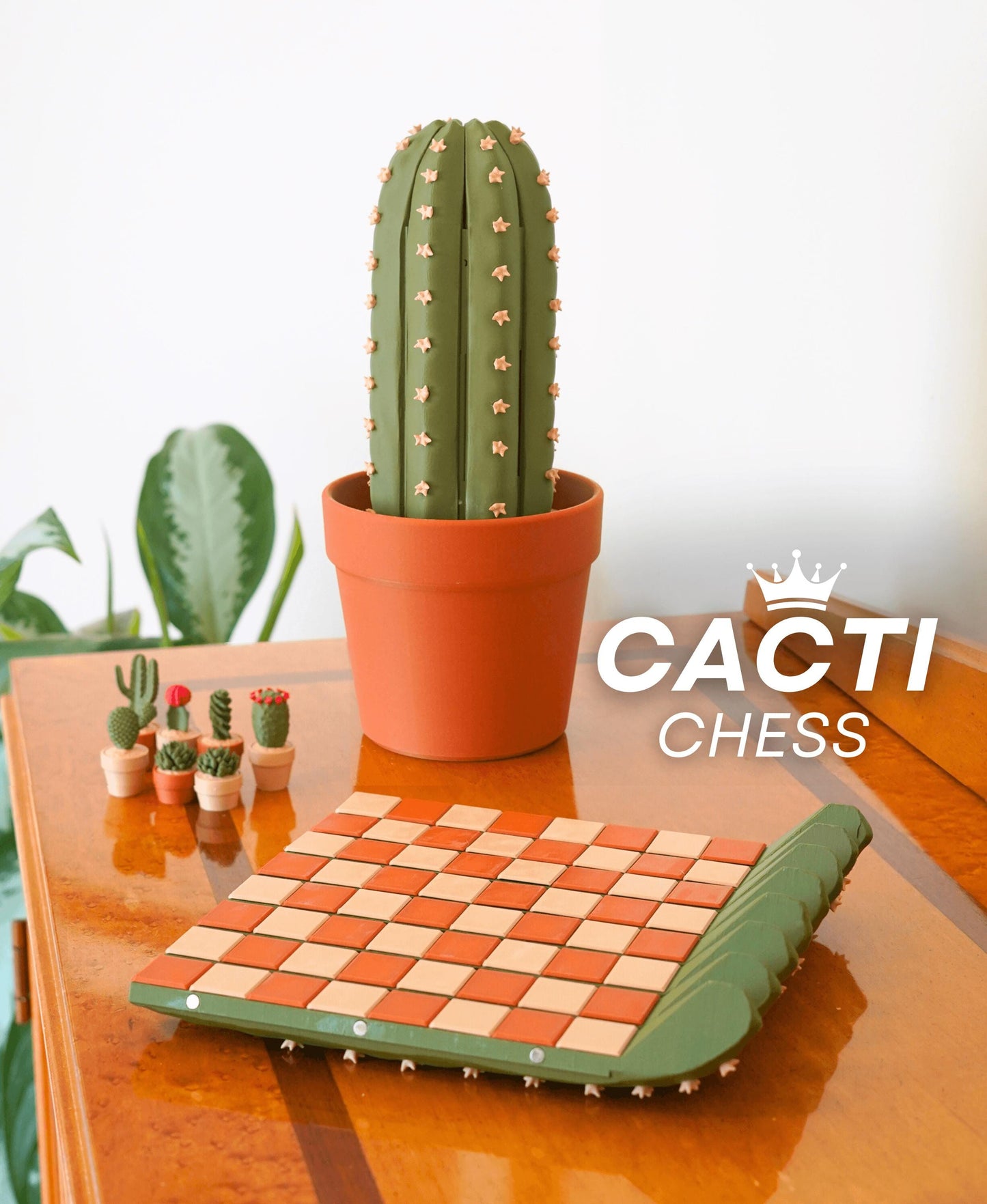Cactus Chess Set | Roll-Up Portable Magnetic Chess for Travel | Unique Succulent Themed Gift for Plant Lovers & Board Game Fans | ForgeCore