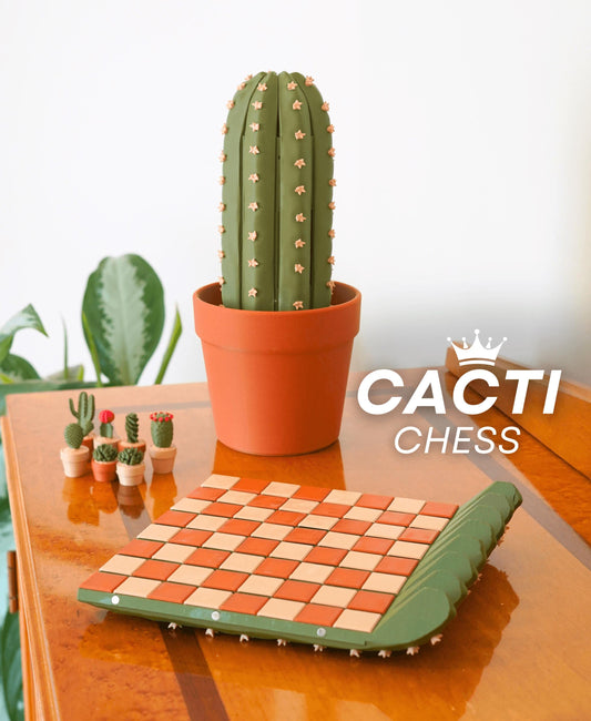 Cactus Chess Set | Roll-Up Portable Magnetic Chess for Travel | Unique Succulent Themed Gift for Plant Lovers & Board Game Fans | ForgeCore