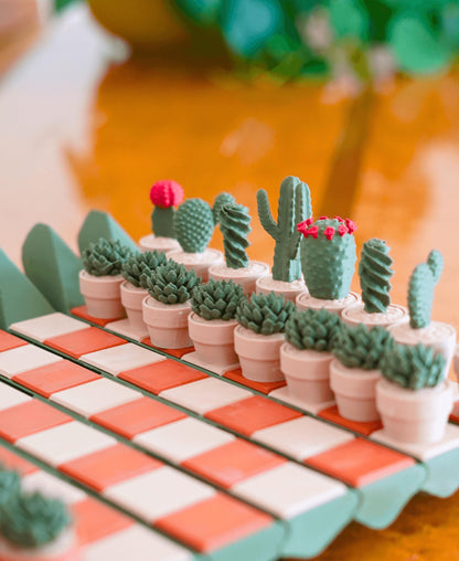 Cactus Chess Set | Roll-Up Portable Magnetic Chess for Travel | Unique Succulent Themed Gift for Plant Lovers & Board Game Fans | ForgeCore